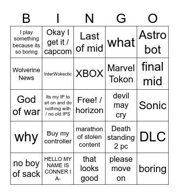 State of play Bingo Card