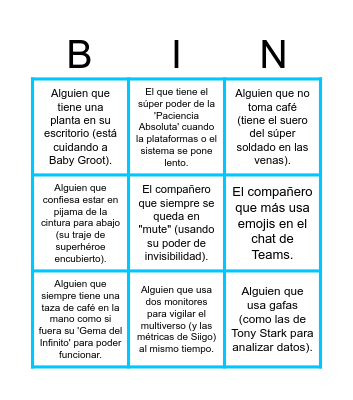 AVENGERS: EL JUEGO FINAL Bingo Card