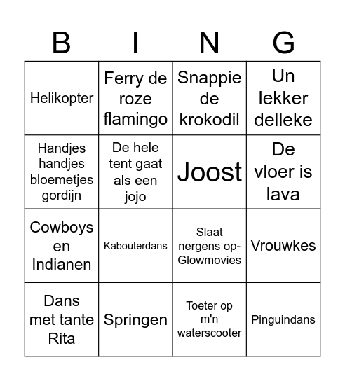 Volhouders carnavals bingo Card