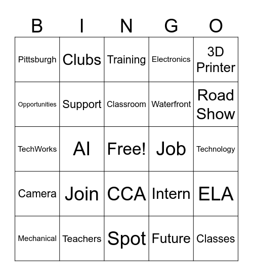 TechWorks Presentation Bingo Card