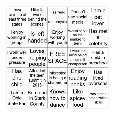 Our Minds Matter Urban Teen Summit Bingo  Bingo Card