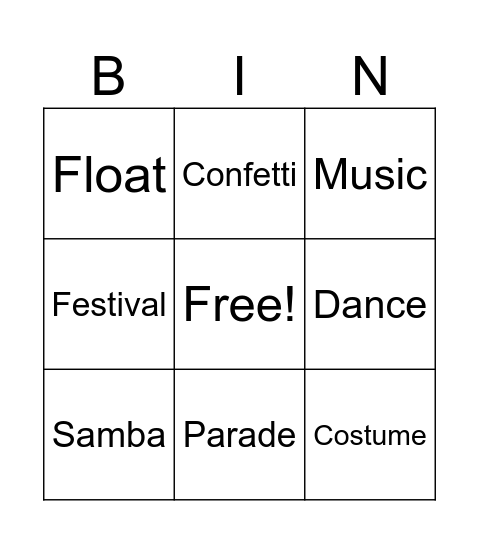 Carnival! Bingo Card