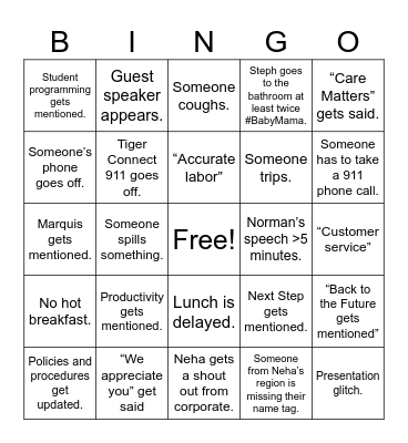 RDO Summit Bingo Card