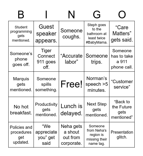 RDO Summit Bingo Card
