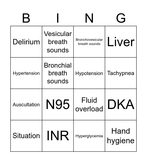Nursing Bingo Card