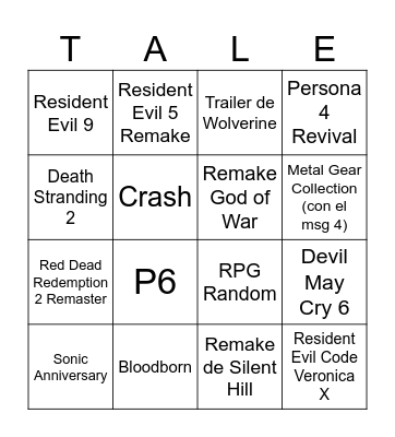 State of Play 12/2 Bingo Card