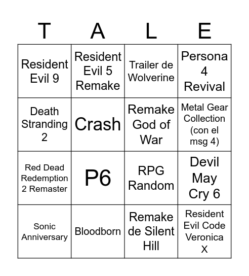 State of Play 12/2 Bingo Card