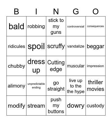 Pre 3 Bingo Card