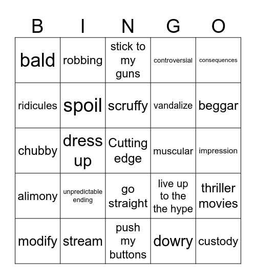 Pre 3 Bingo Card