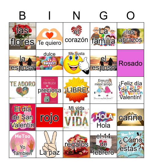 El día de San Valentín Bingo Card