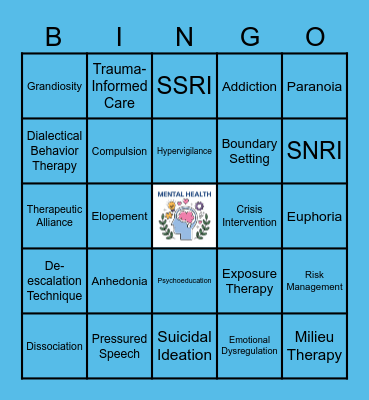 Behavioral Health Bingo Card