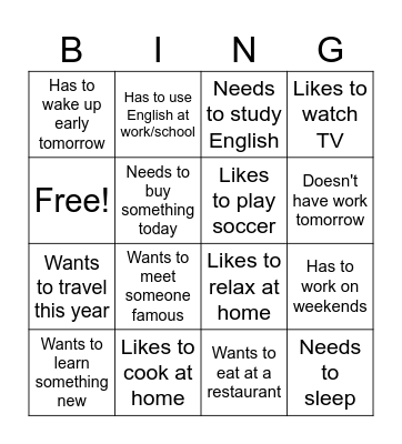 A2 Low Bingo Card