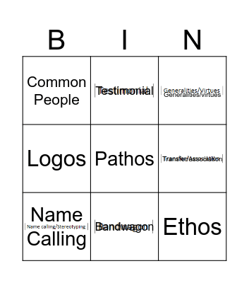 Propaganda bingo Card