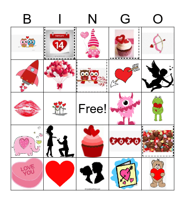 Valentines Day Bingo Card