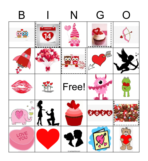 Valentines Day Bingo Card