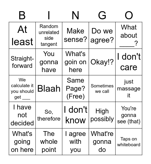 Uncle Bob Bingo Card