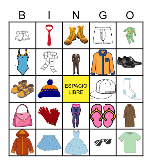 Clothes, clothes, clothes! Bingo Card