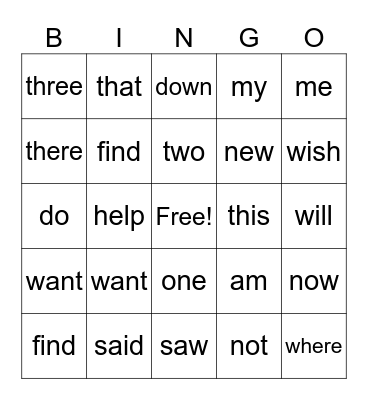 HEART WORD BINGO (1-59) Bingo Card
