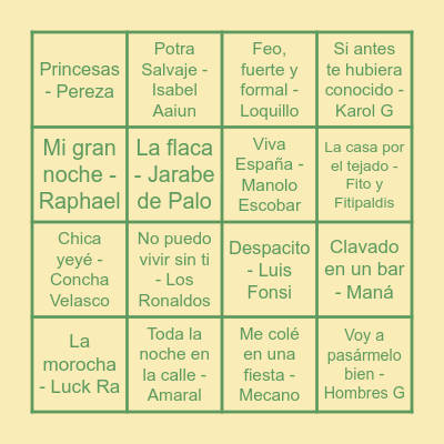 ¡BINGO MUSICAL! Bingo Card