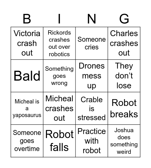 MS Robotics Bingo Card