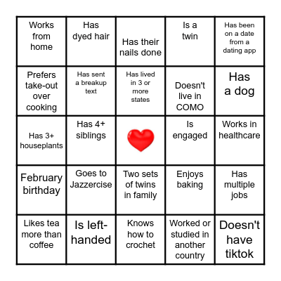 Find the Guest Bingo (2 squares per person max, no Ashley! ) Bingo Card