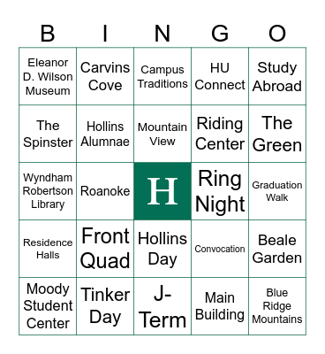 Distinguished Scholars BINGO Card