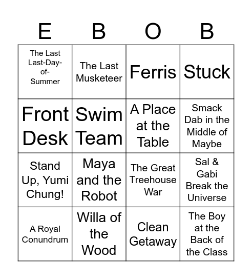 EBOB Bingo 2026 Bingo Card