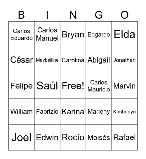 AMIGO Bingo Card