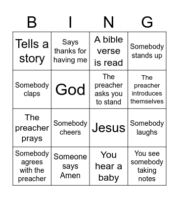Sermon Bingo Card