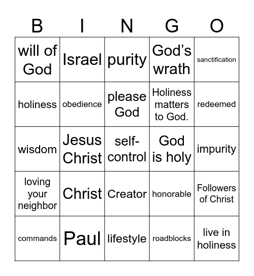 Pastor Bingo Card