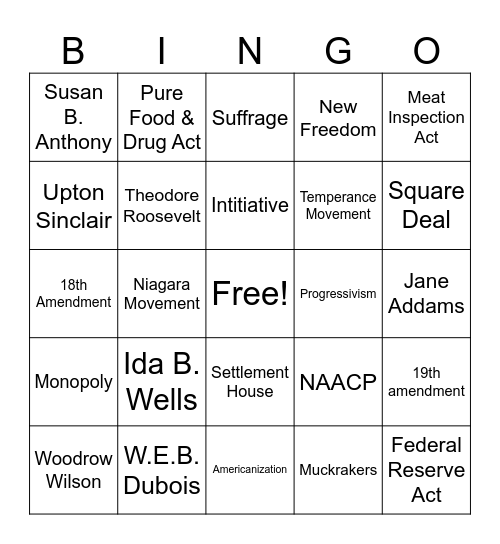 U.S. 2 -Chap 11 Bingo Card