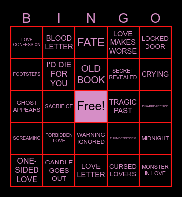 BINGO OR GET CURSED! Bingo Card