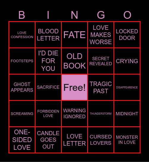 BINGO OR GET CURSED! Bingo Card