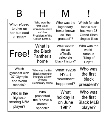 Black Trivia! Bingo Card