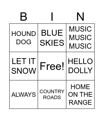 THREE IN A ROW Bingo Card