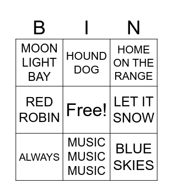 THREE IN A ROW Bingo Card
