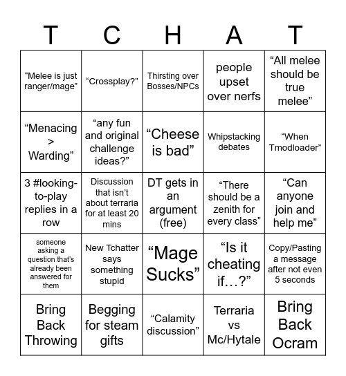 tchat bingo Card