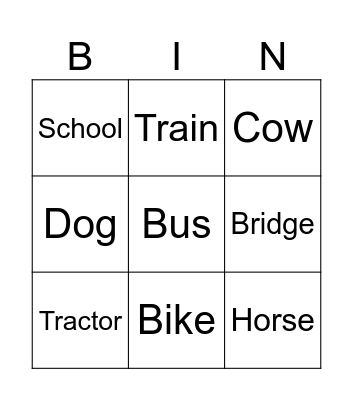 Road Bingo Card