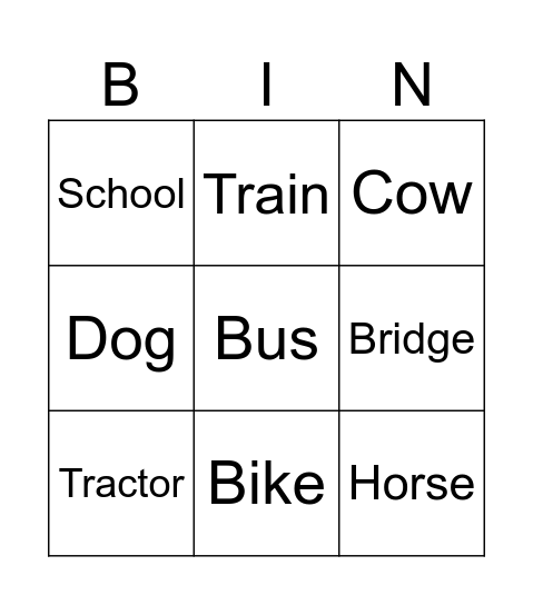 Road Bingo Card