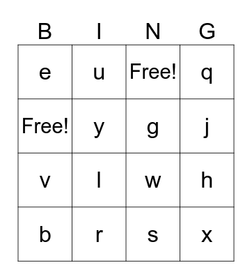 alfabeto español Bingo Card