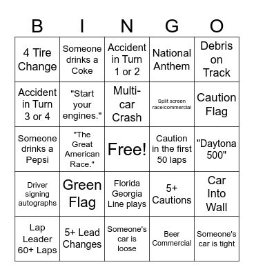 Nascar Bingo! Bingo Card
