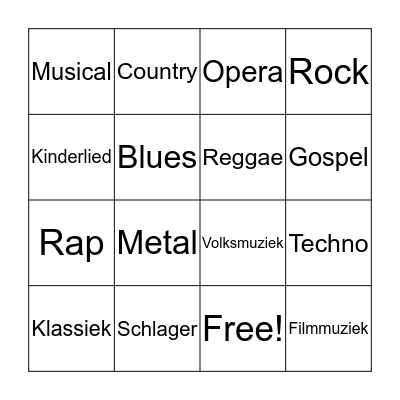 MUZIEKbingo Card