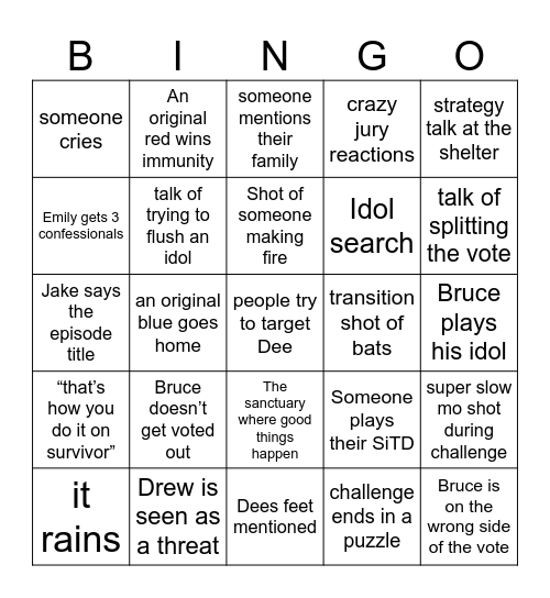 s45e9 Bingo Card