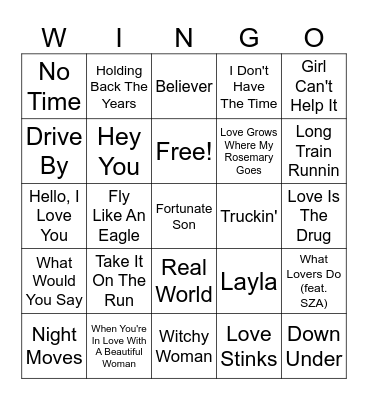 ROCK at Wings & Rings Bingo Card