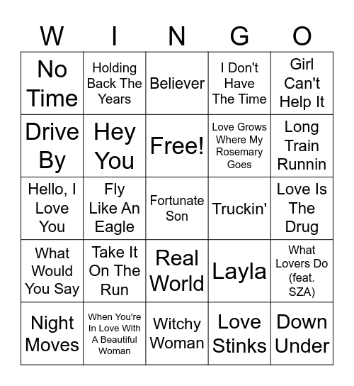 ROCK at Wings & Rings Bingo Card