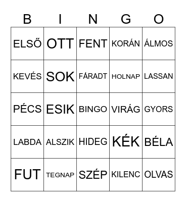SZÓFAJOK Bingo Card