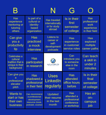Networking With AKPsi Bingo Card
