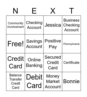 NexTier Bank Bingo Card