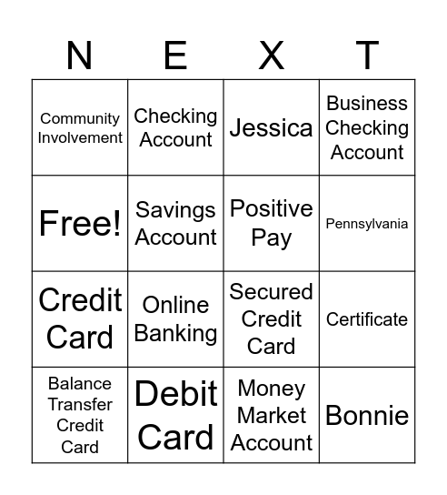NexTier Bank Bingo Card