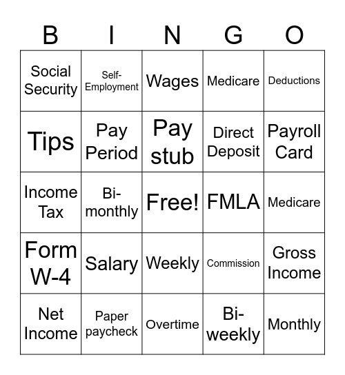 Getting Paid Bingo Card